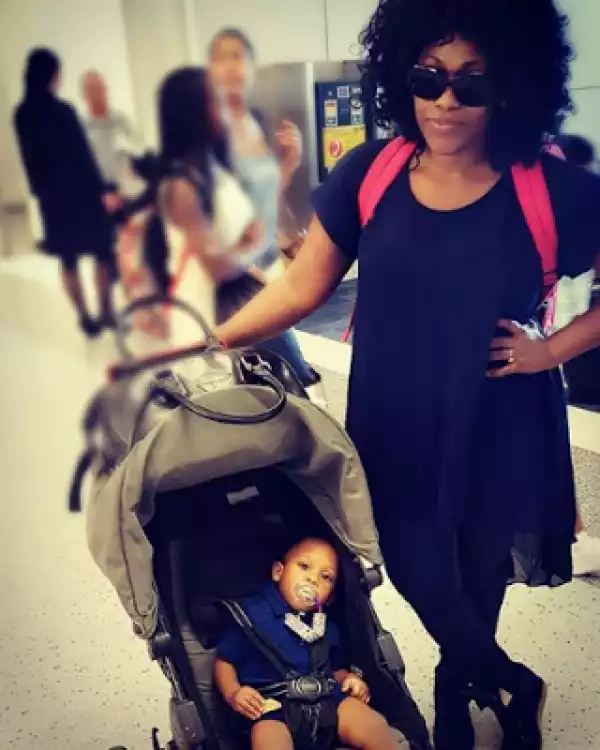 Photo: Actress Uche Jombo And Son, Matthewat Spotted At US Airport
